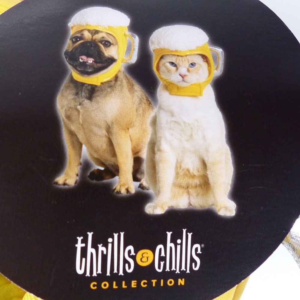 NWT Thrills & Chills Beer Mug Headpiece Pet Costume Hat Plush S/M Dog Halloween
